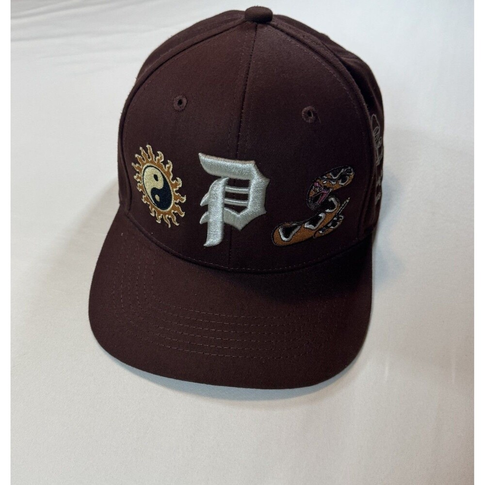 Primitive Brown Snapback Hat Peace of Mind Embroidered Graphic Skate Cap OSFA